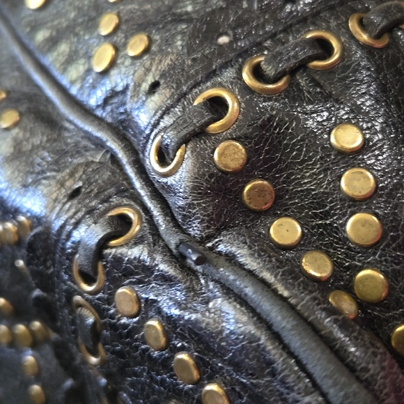 Isabella Fiore Black and Gold Studded Leather  Women's Bag - Picture 15 of 15